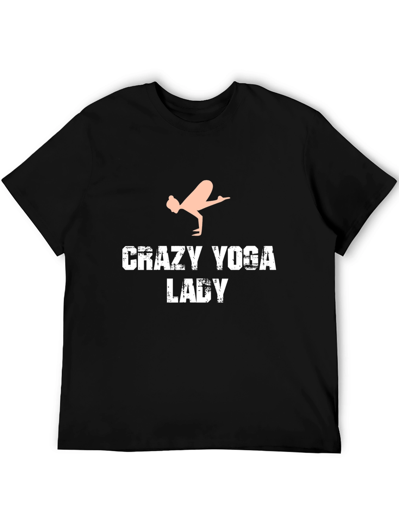 Crazy Yoga Lady Graphic Tee - Black Cotton T-Shirt