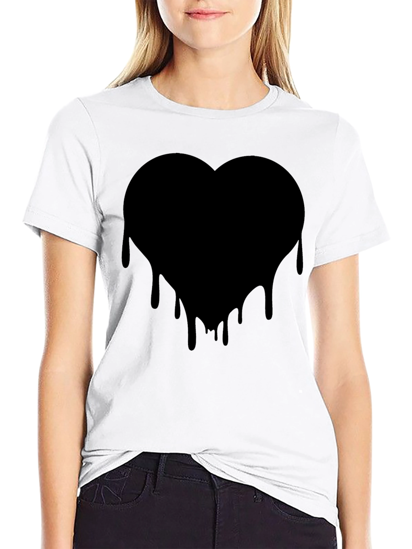 Mens Black Heart Drip Graphic Tee