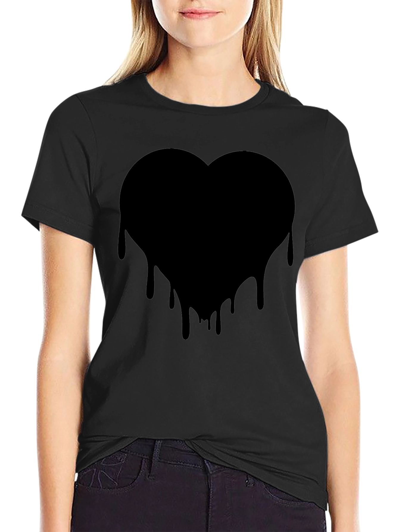 Mens Black Heart Drip Graphic Tee