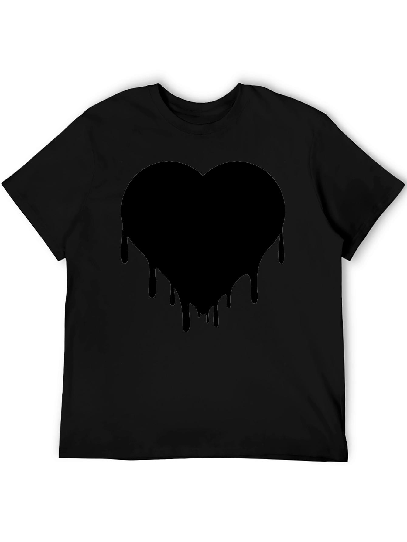 Mens Black Heart Drip Graphic Tee