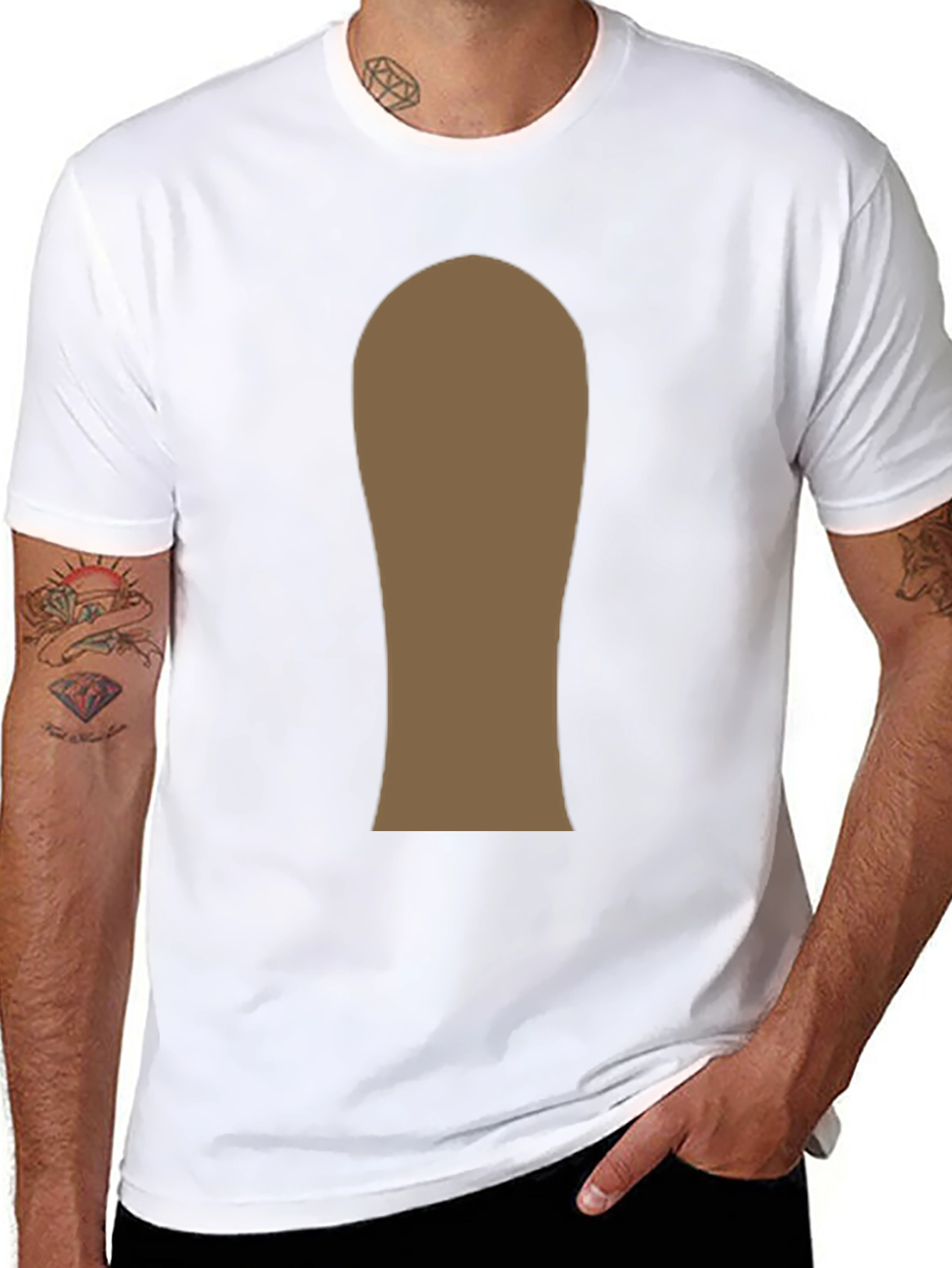 Mens Black T-Shirt with Abstract Brown Design