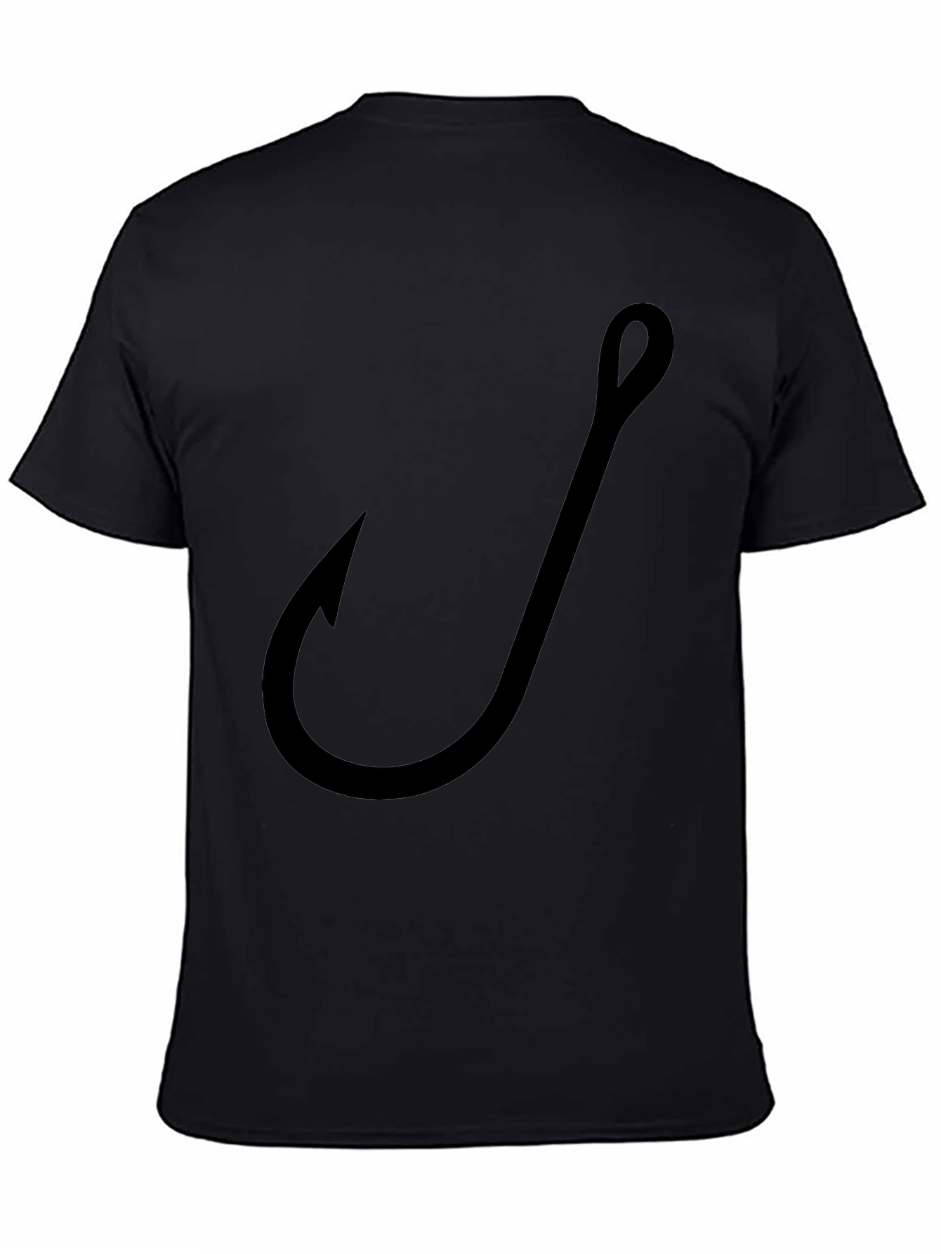 Fishing Hook Graphic Tee - Black Cotton T-Shirt