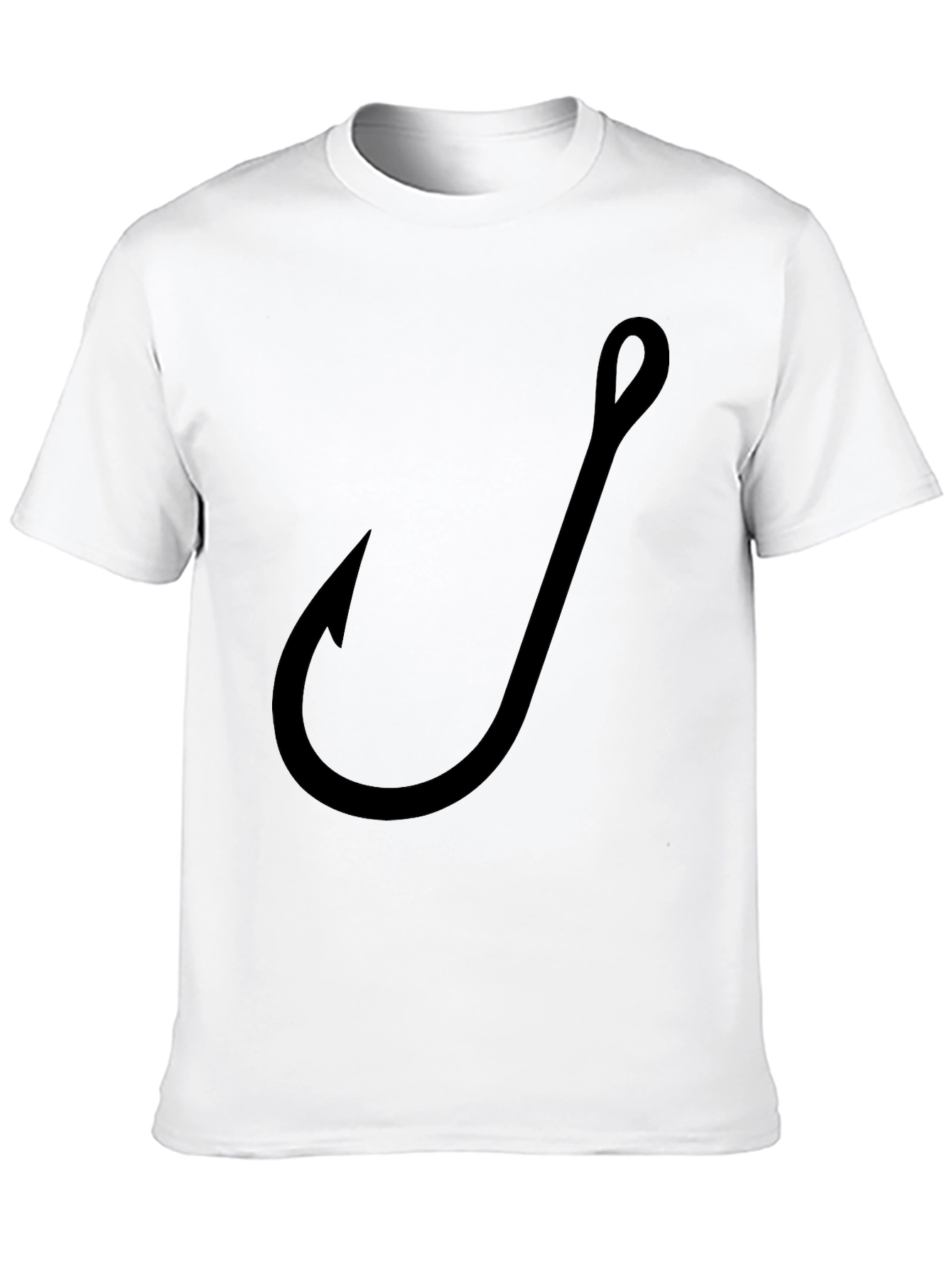 Fishing Hook Graphic Tee - Black Cotton T-Shirt