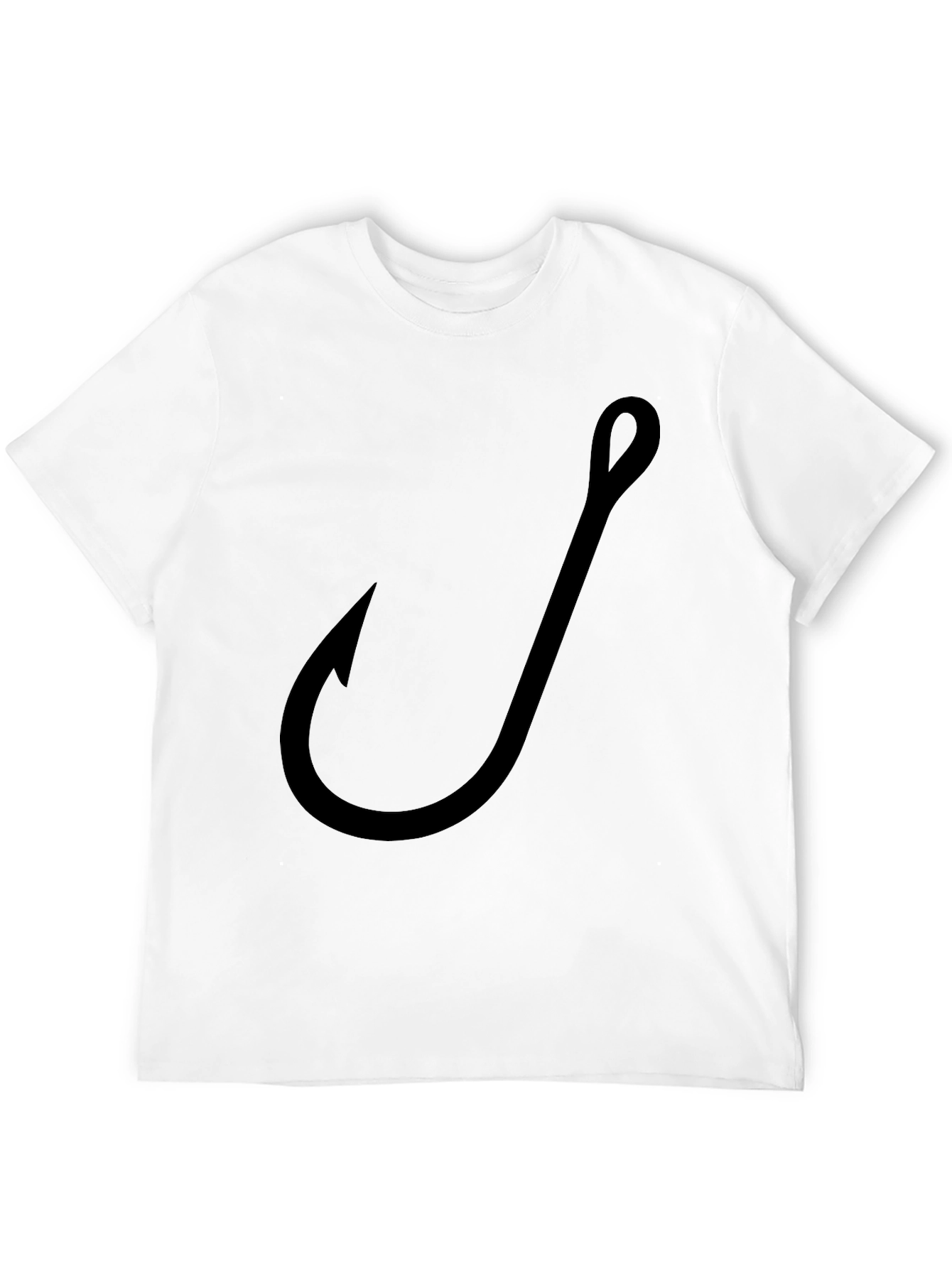 Fishing Hook Graphic Tee - Black Cotton T-Shirt