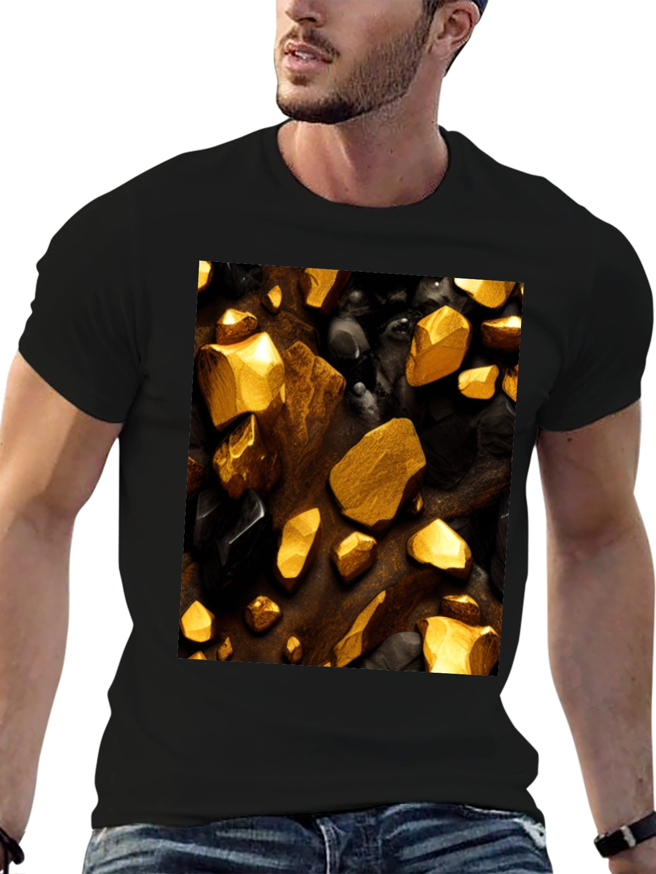 Gold & Onyx Rock Graphic Tee - Premium Quality