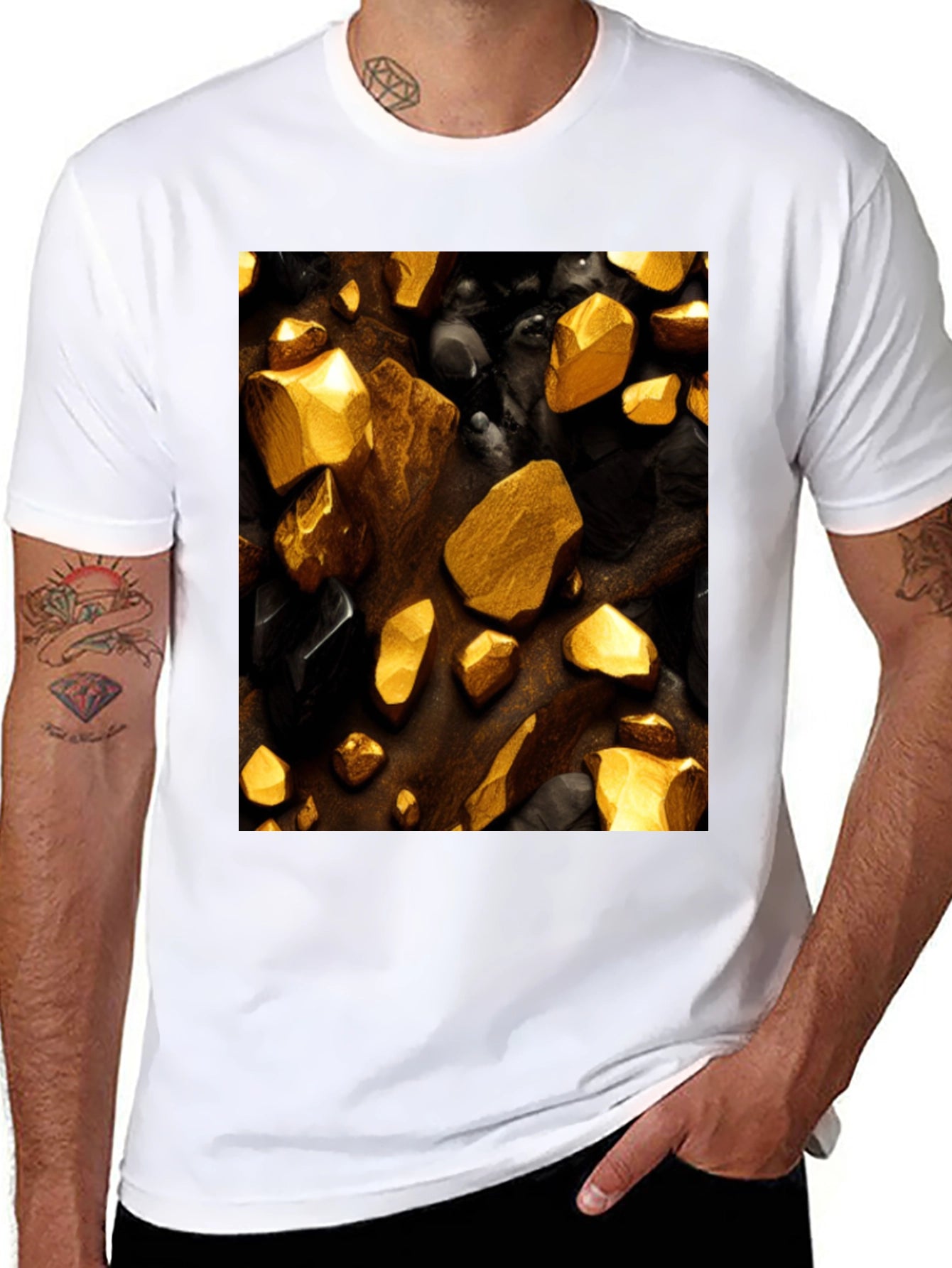 Gold & Onyx Rock Graphic Tee - Premium Quality
