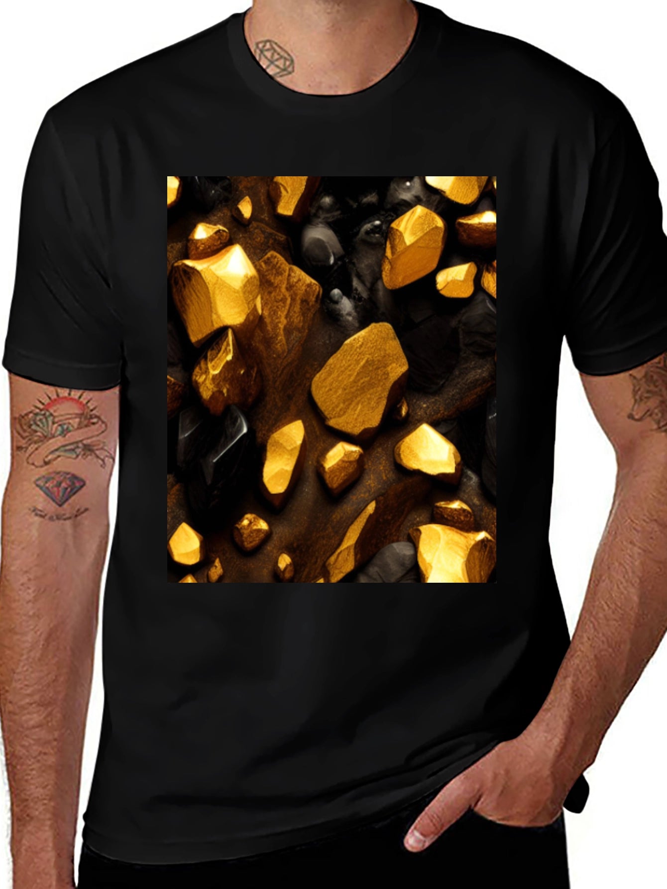 Gold & Onyx Rock Graphic Tee - Premium Quality