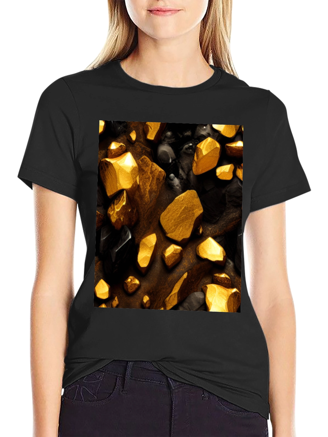 Gold & Onyx Rock Graphic Tee - Premium Quality