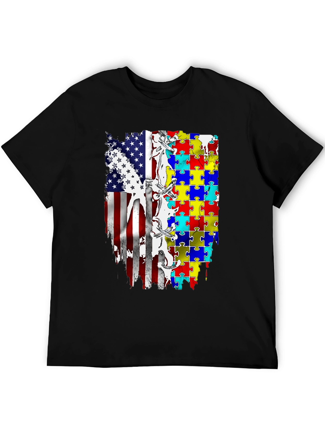 Autism Awareness USA Flag T-Shirt