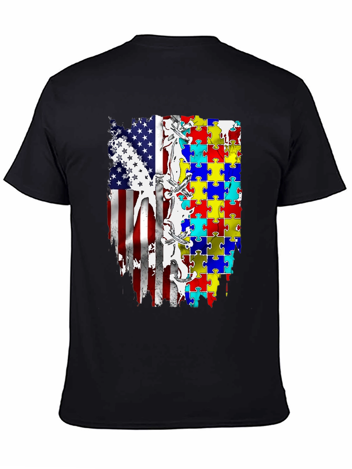 Autism Awareness USA Flag T-Shirt