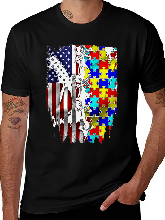 Autism Awareness USA Flag T-Shirt
