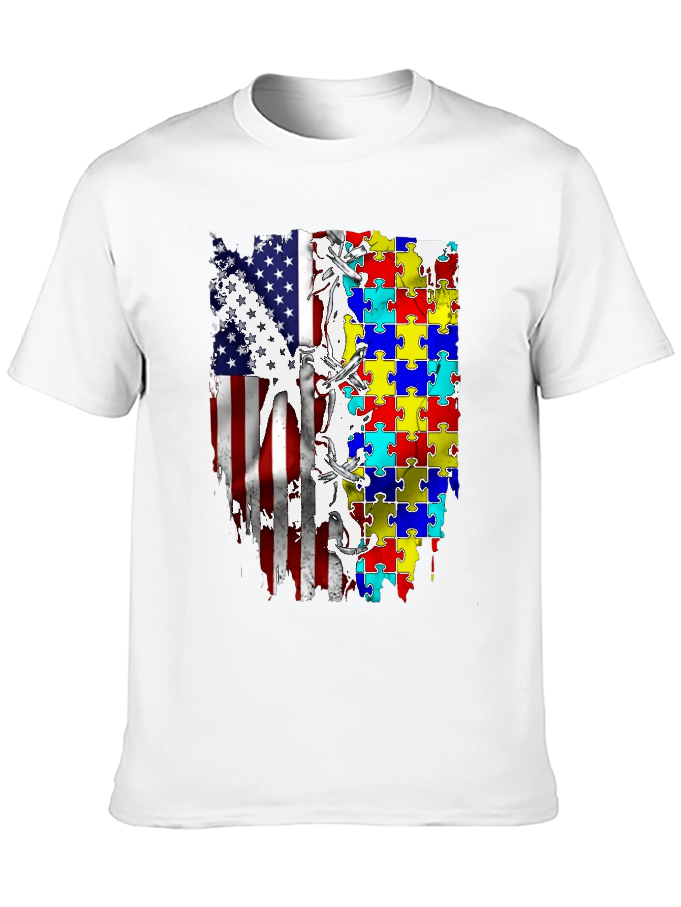 Autism Awareness USA Flag T-Shirt