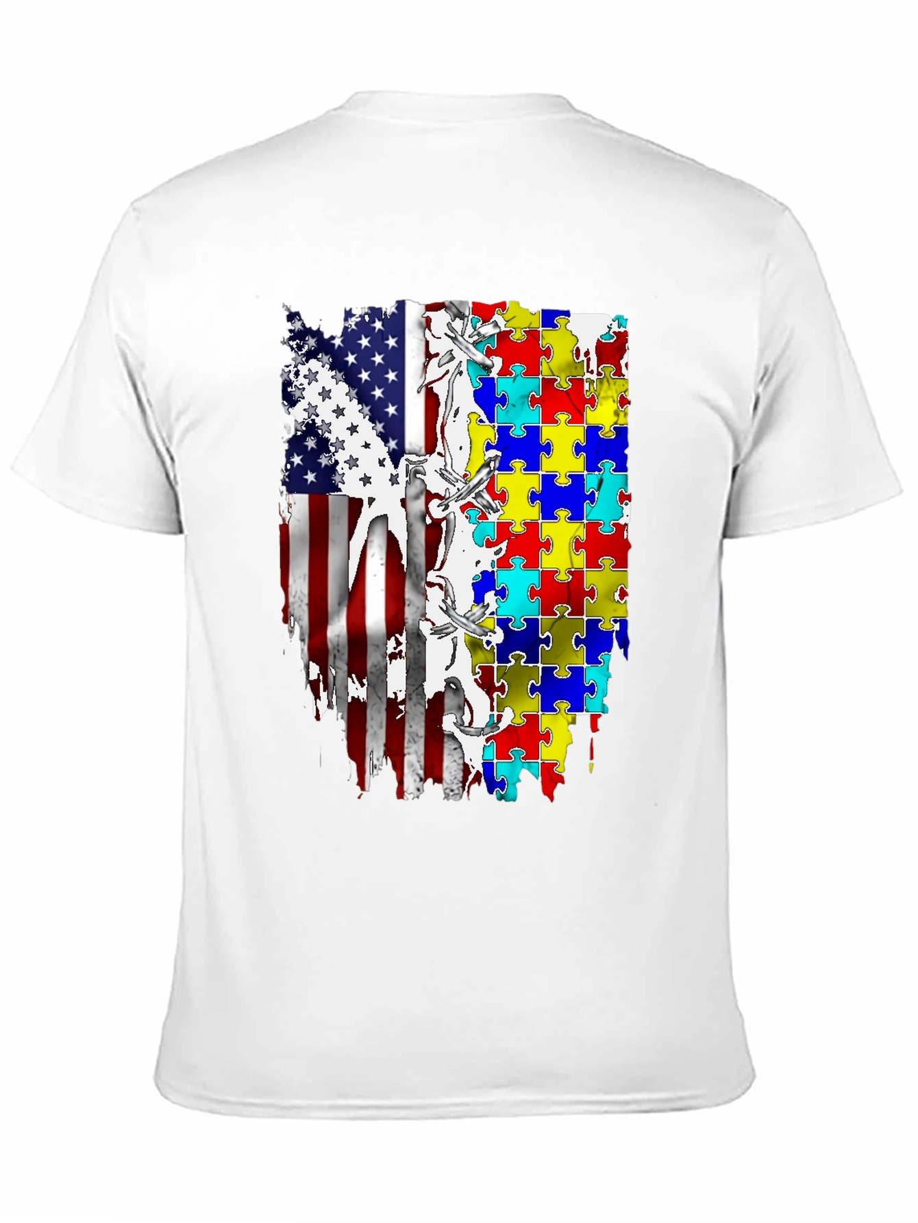 Autism Awareness USA Flag T-Shirt
