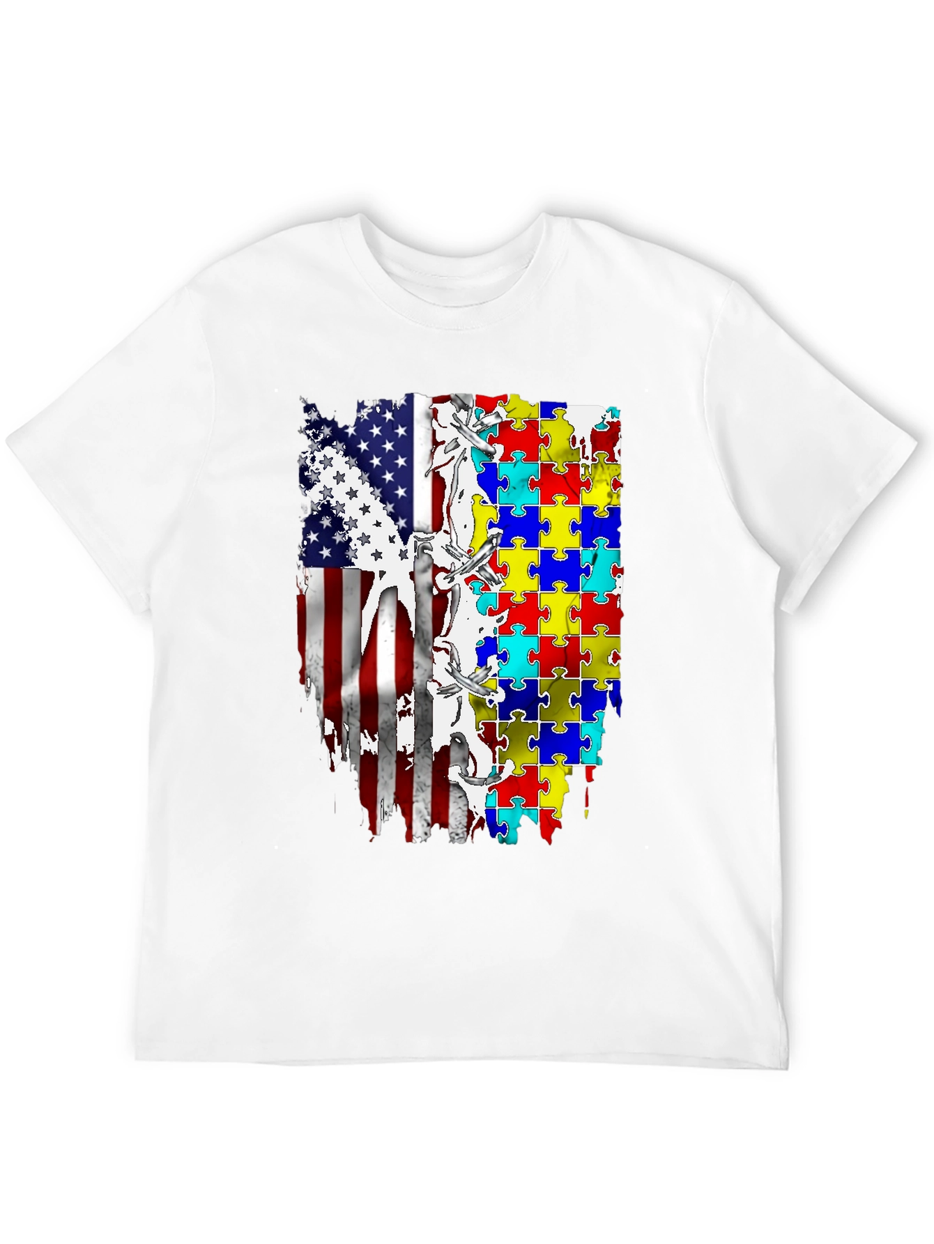 Autism Awareness USA Flag T-Shirt