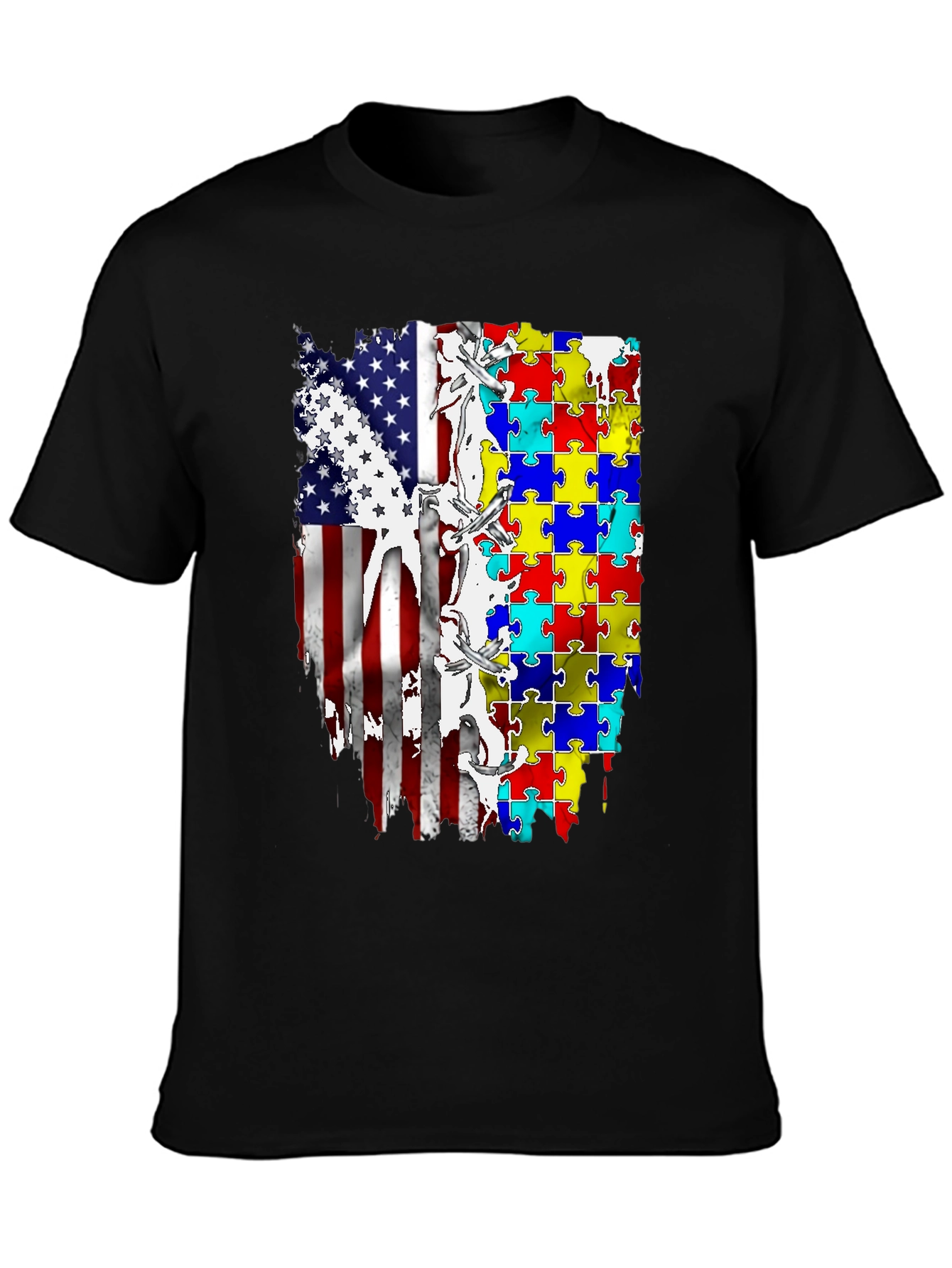 Autism Awareness USA Flag T-Shirt