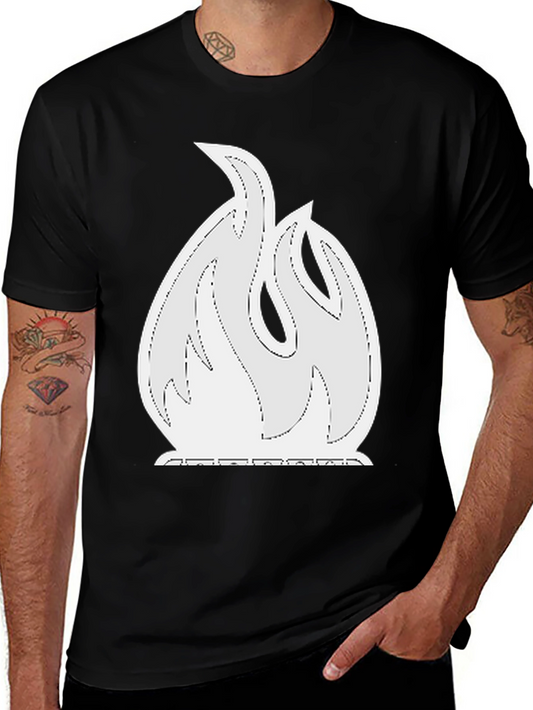 Flame Graphic Tee - Black Cotton Blend Shirt
