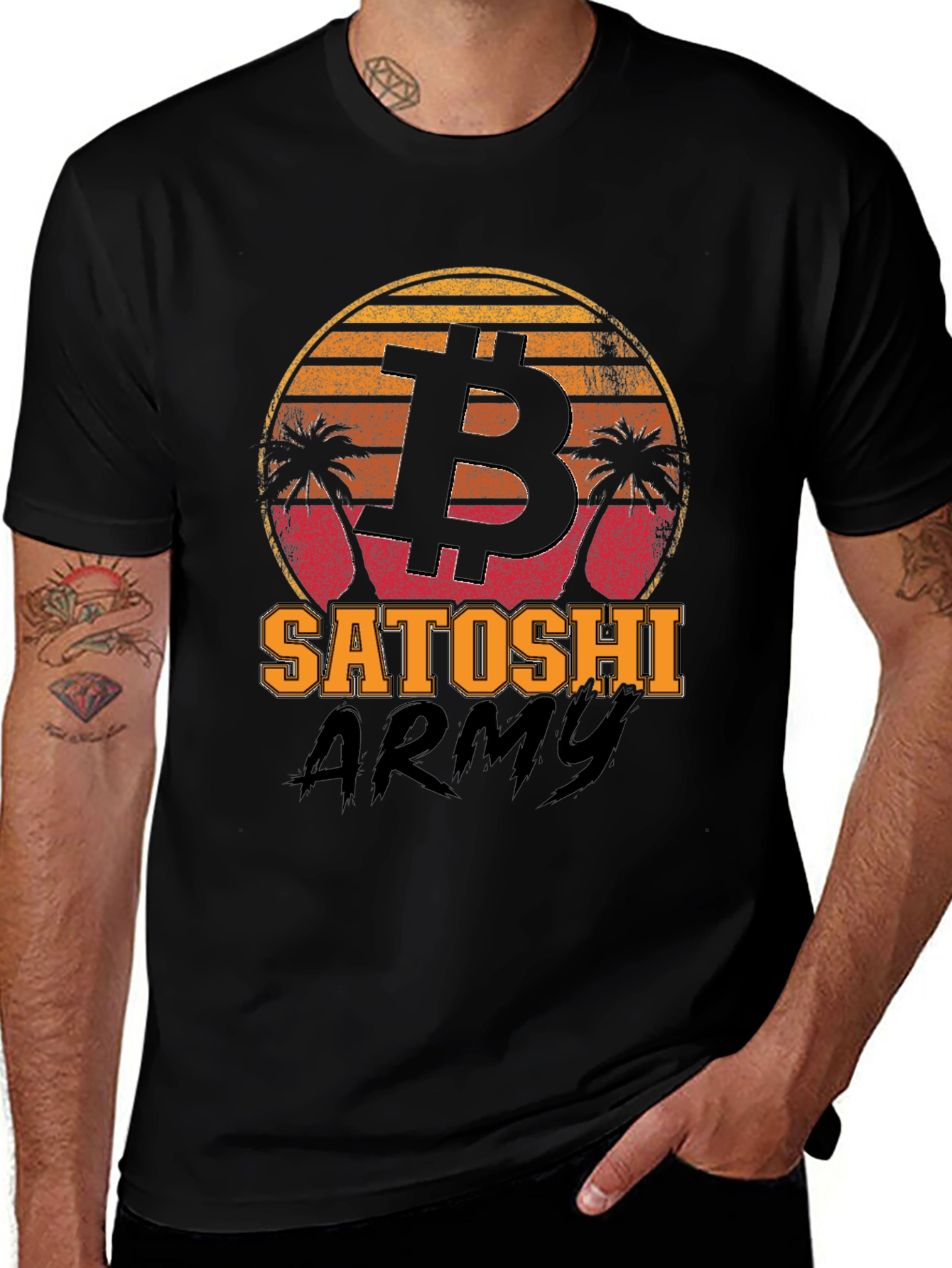 Bitcoin Satoshi Army Black Graphic Tee
