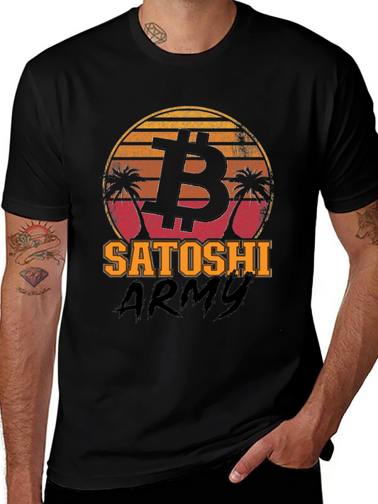 Bitcoin Satoshi Army Black Graphic Tee