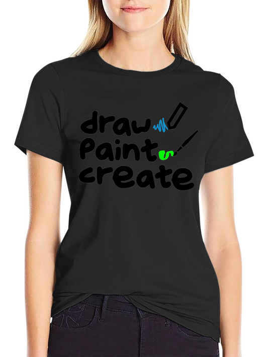 Draw Paint Create Black Graphic Tee
