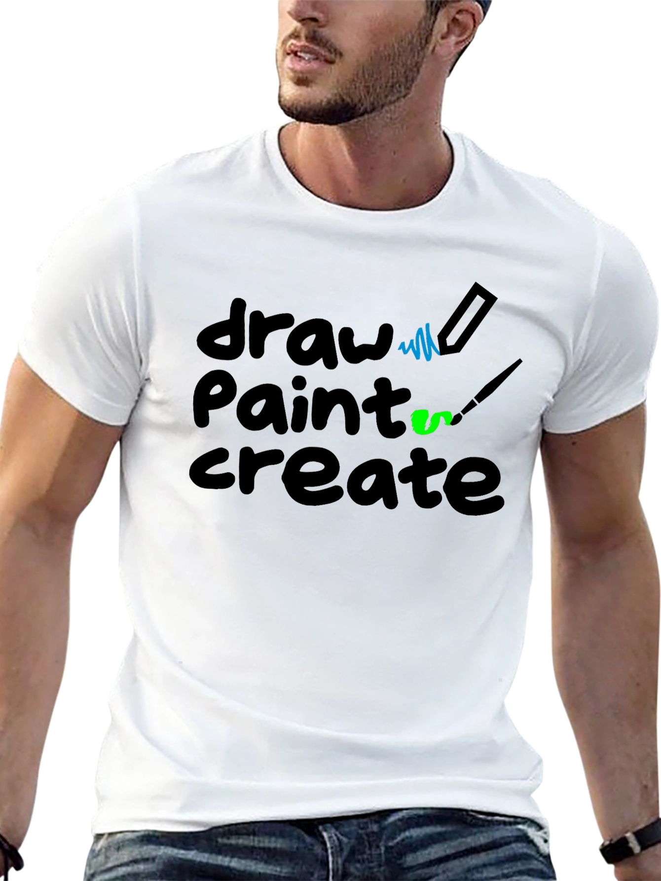Draw Paint Create Black Graphic Tee