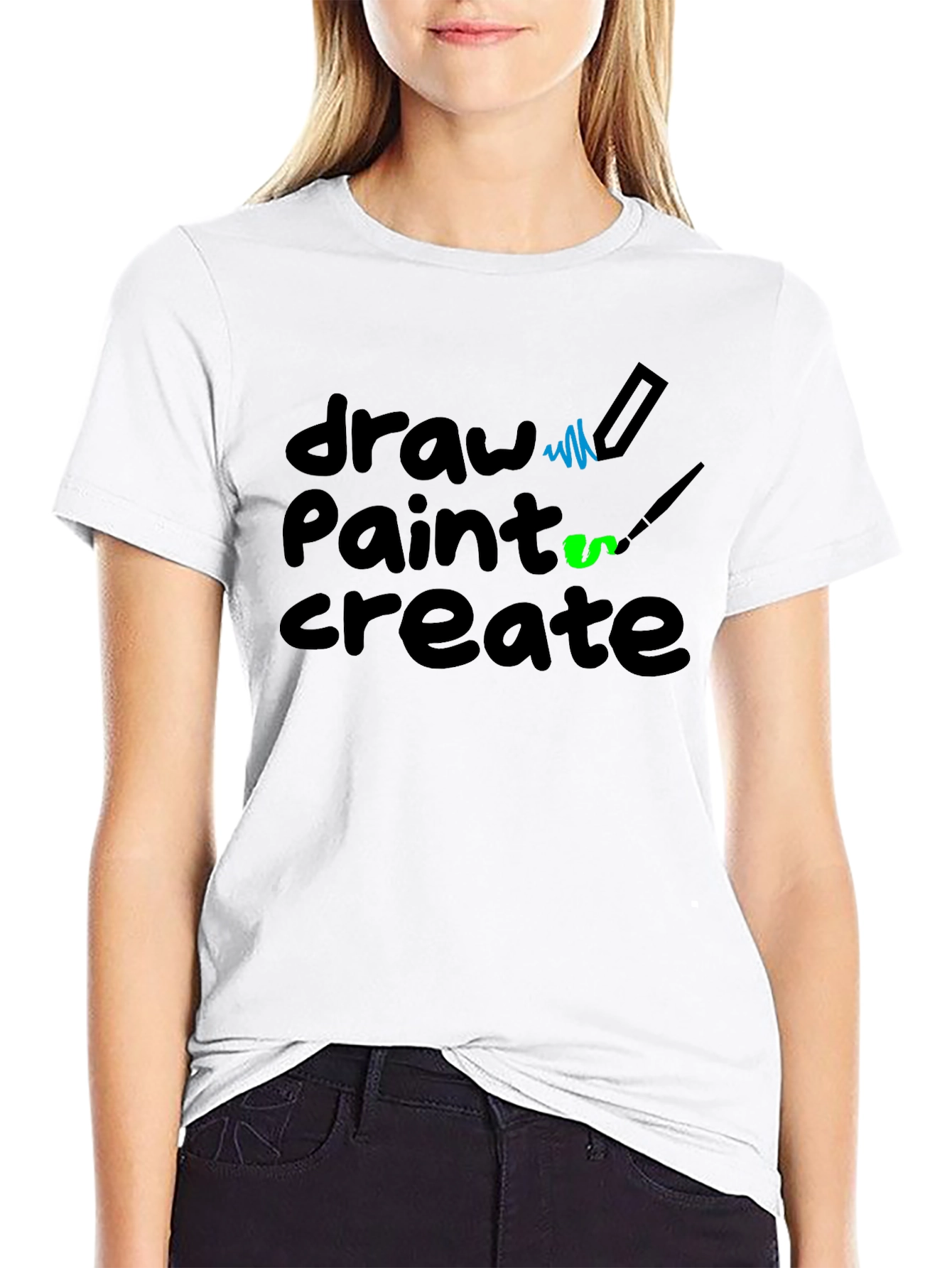 Draw Paint Create Black Graphic Tee