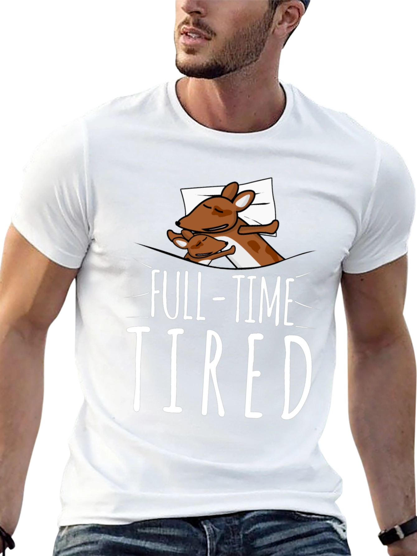 Full-Time Tired Sleepy Deer Graphic Tee