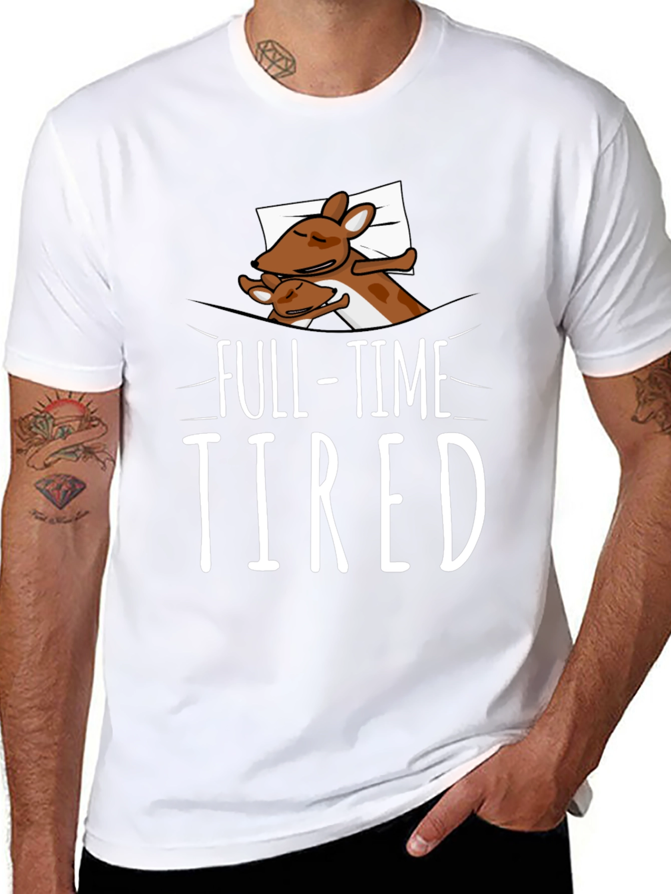 Full-Time Tired Sleepy Deer Graphic Tee