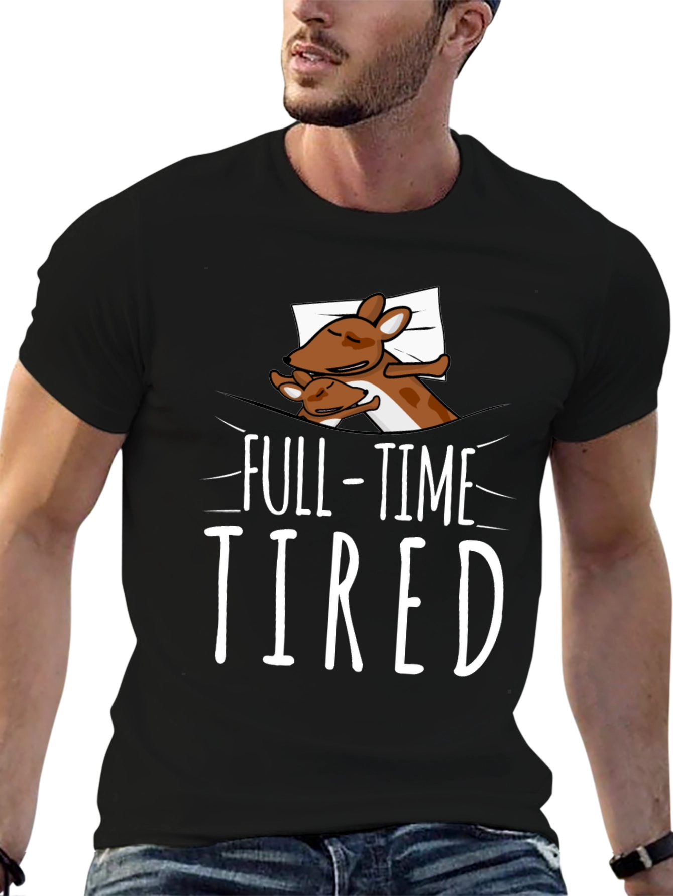 Full-Time Tired Sleepy Deer Graphic Tee