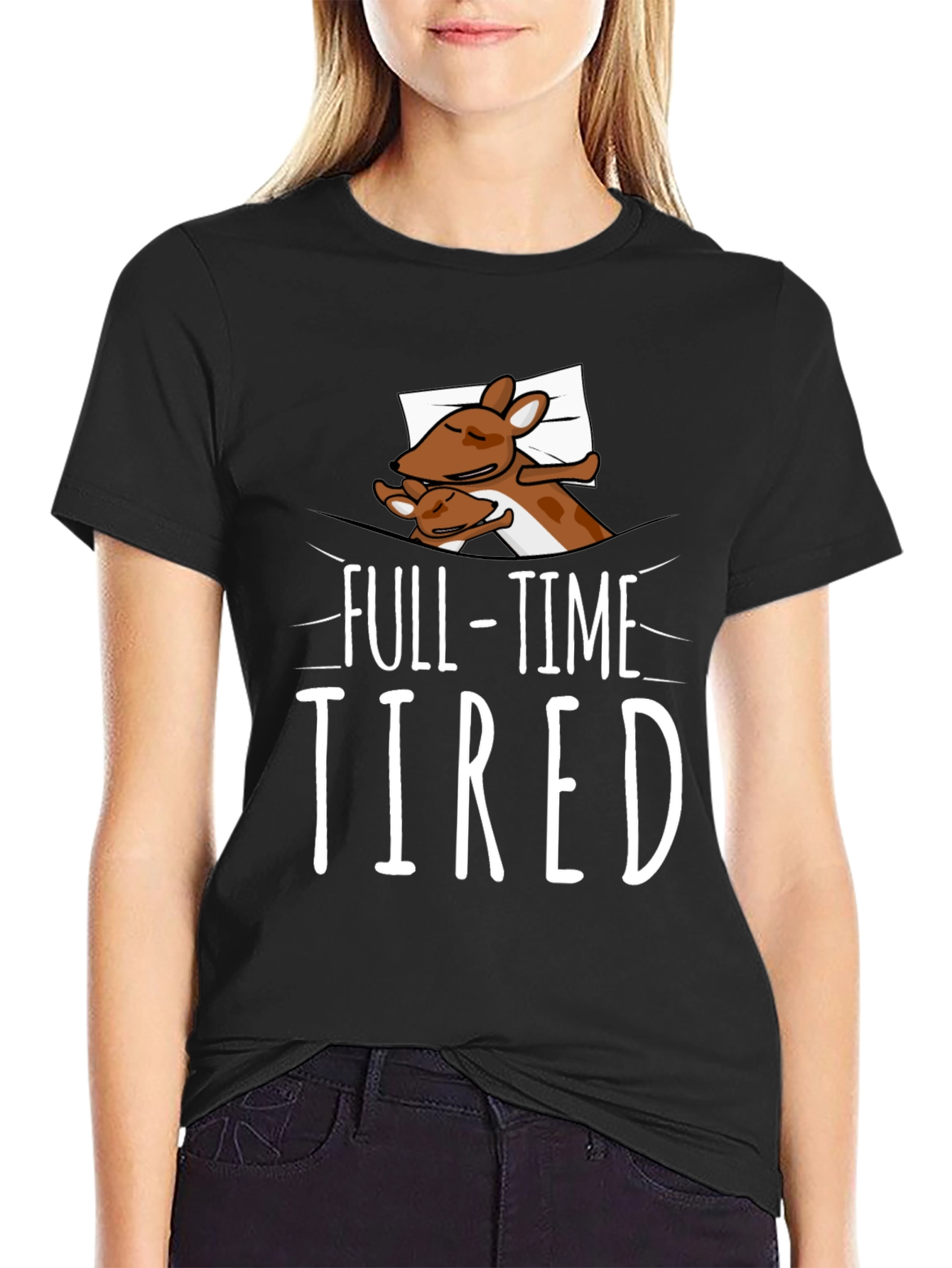 Full-Time Tired Sleepy Deer Graphic Tee