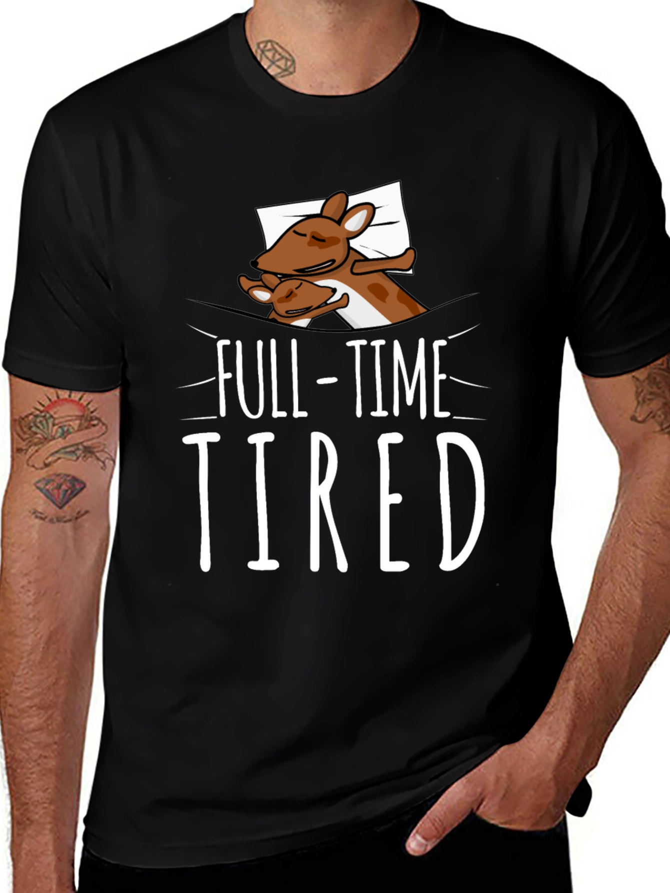 Full-Time Tired Sleepy Deer Graphic Tee