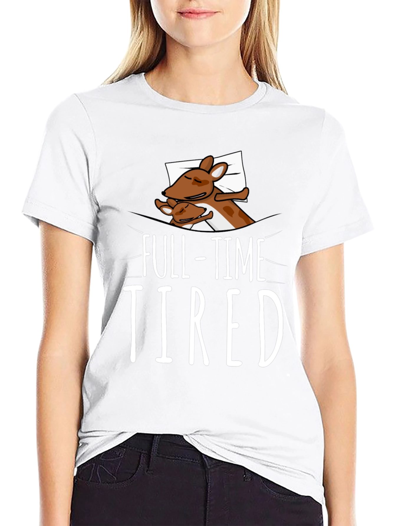 Full-Time Tired Sleepy Deer Graphic Tee
