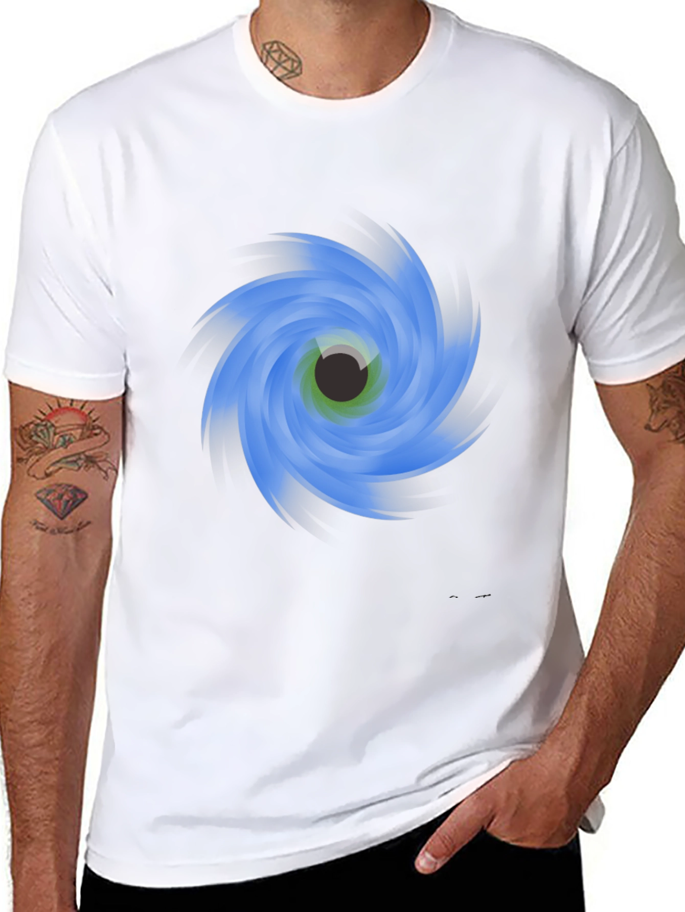 Abstract Eye Vortex Graphic Black T-Shirt