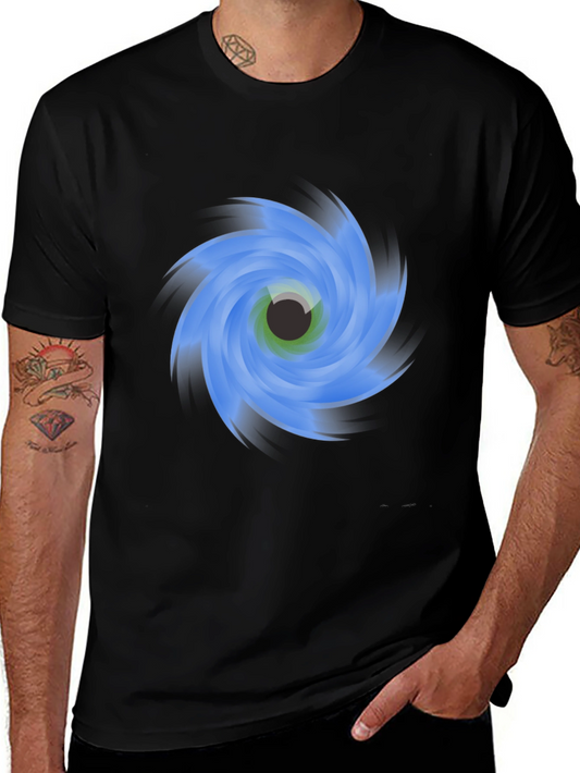 Abstract Eye Vortex Graphic Black T-Shirt