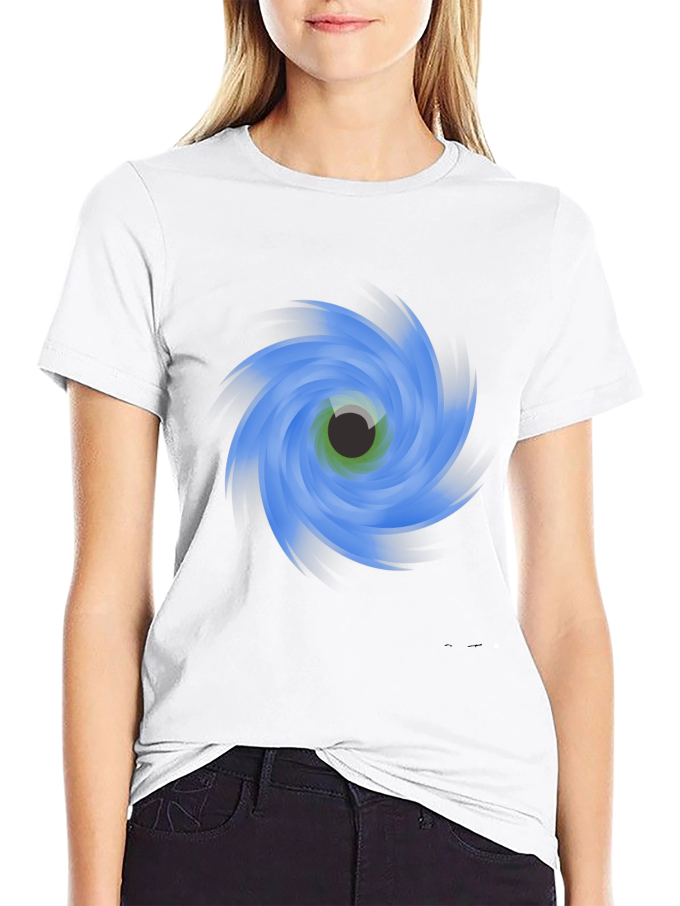 Abstract Eye Vortex Graphic Black T-Shirt