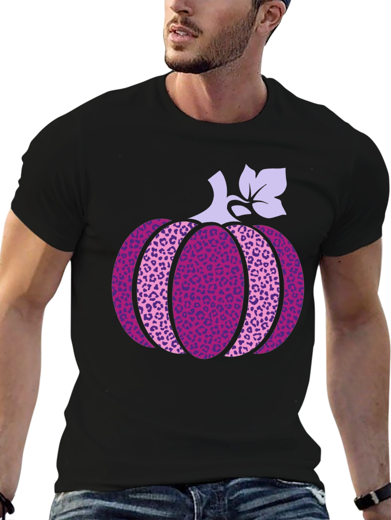 Pumpkin Leopard Print Graphic Tee