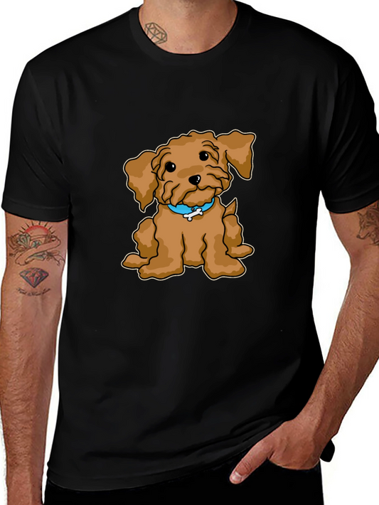 Cartoon Dog Graphic Black T-Shirt