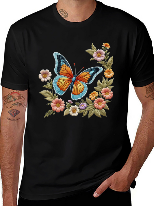 Butterfly Floral Print T-Shirt