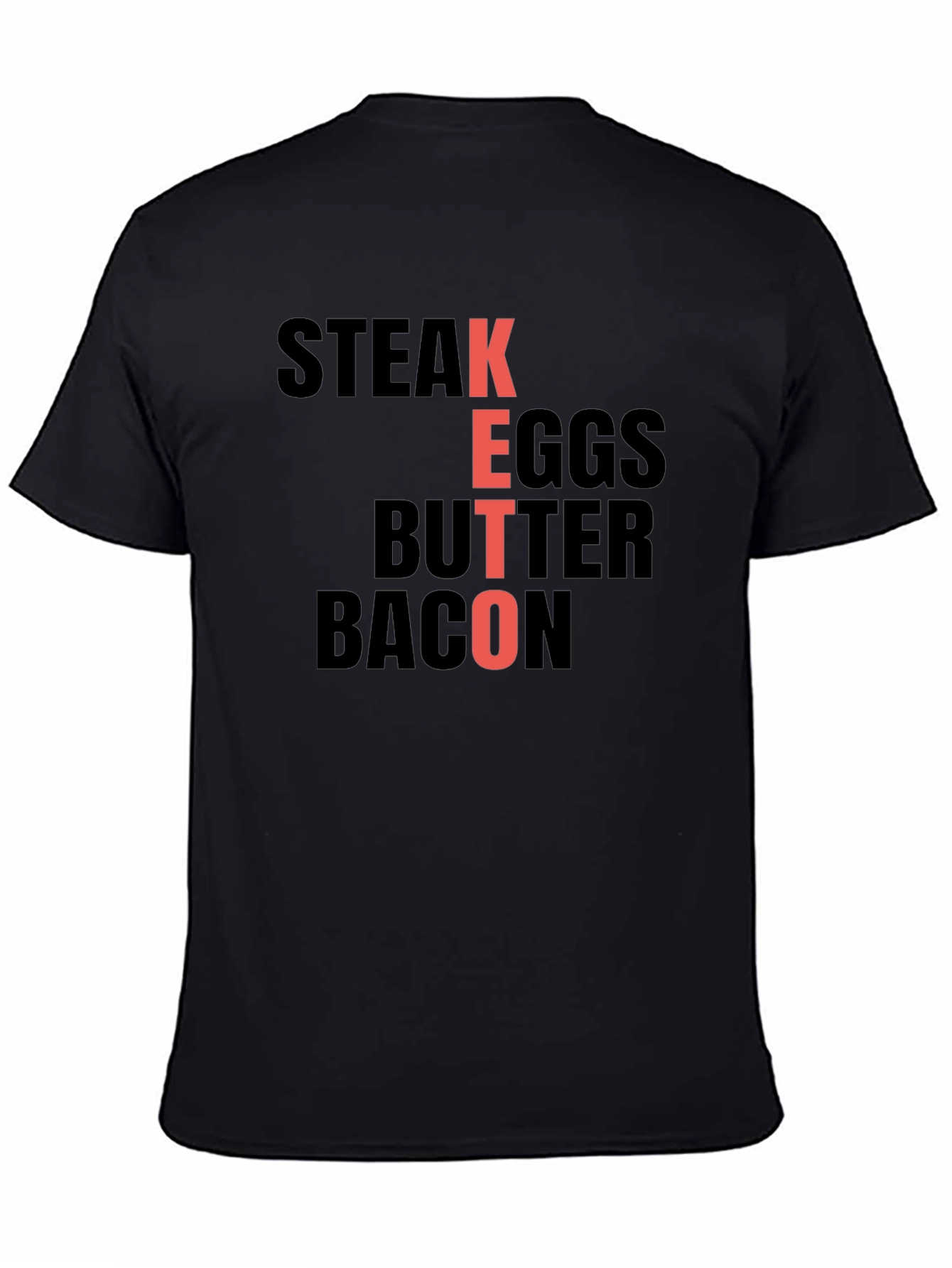 Keto Diet Food T-Shirt: Steak Eggs Butter Bacon