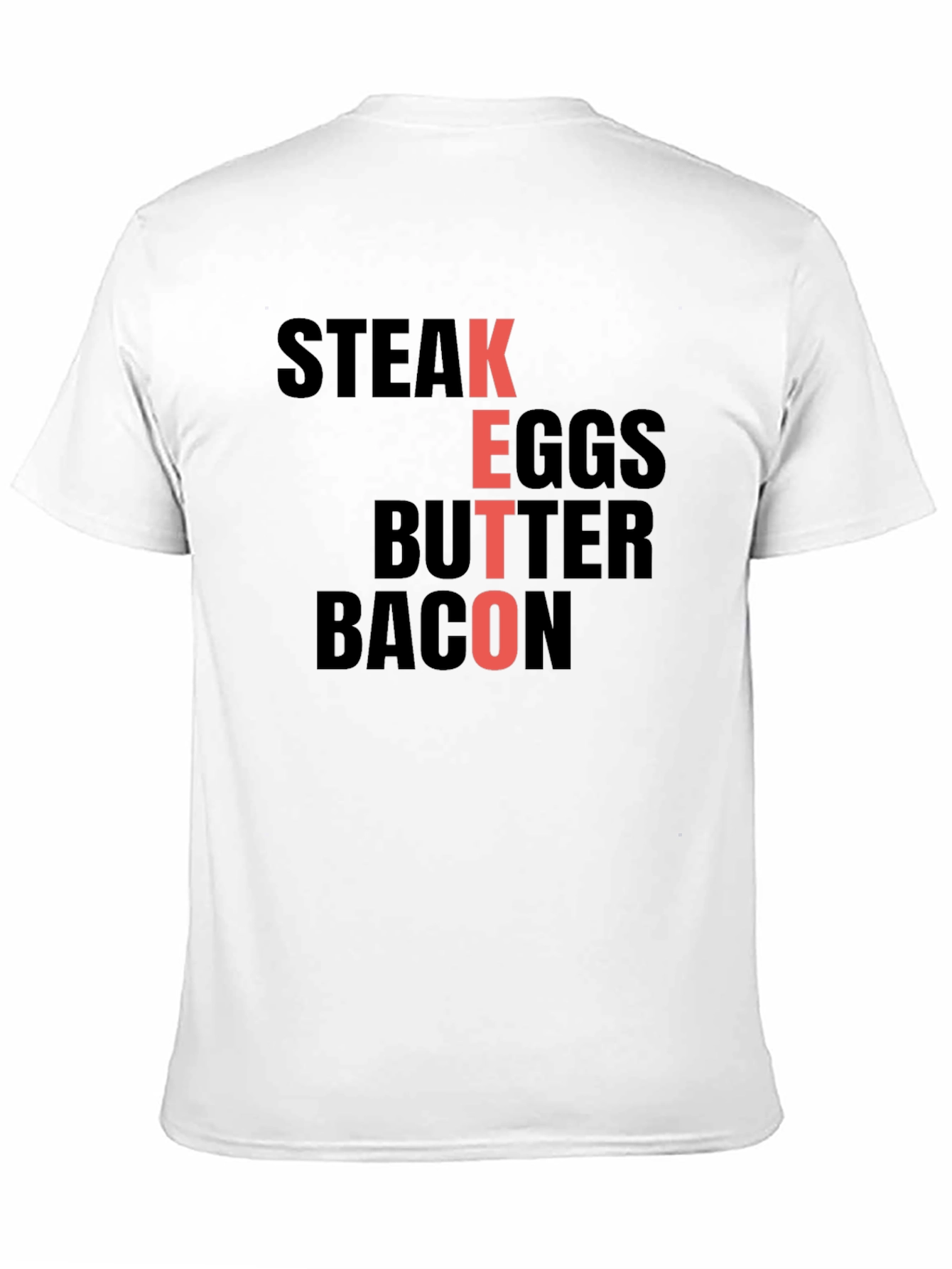 Keto Diet Food T-Shirt: Steak Eggs Butter Bacon