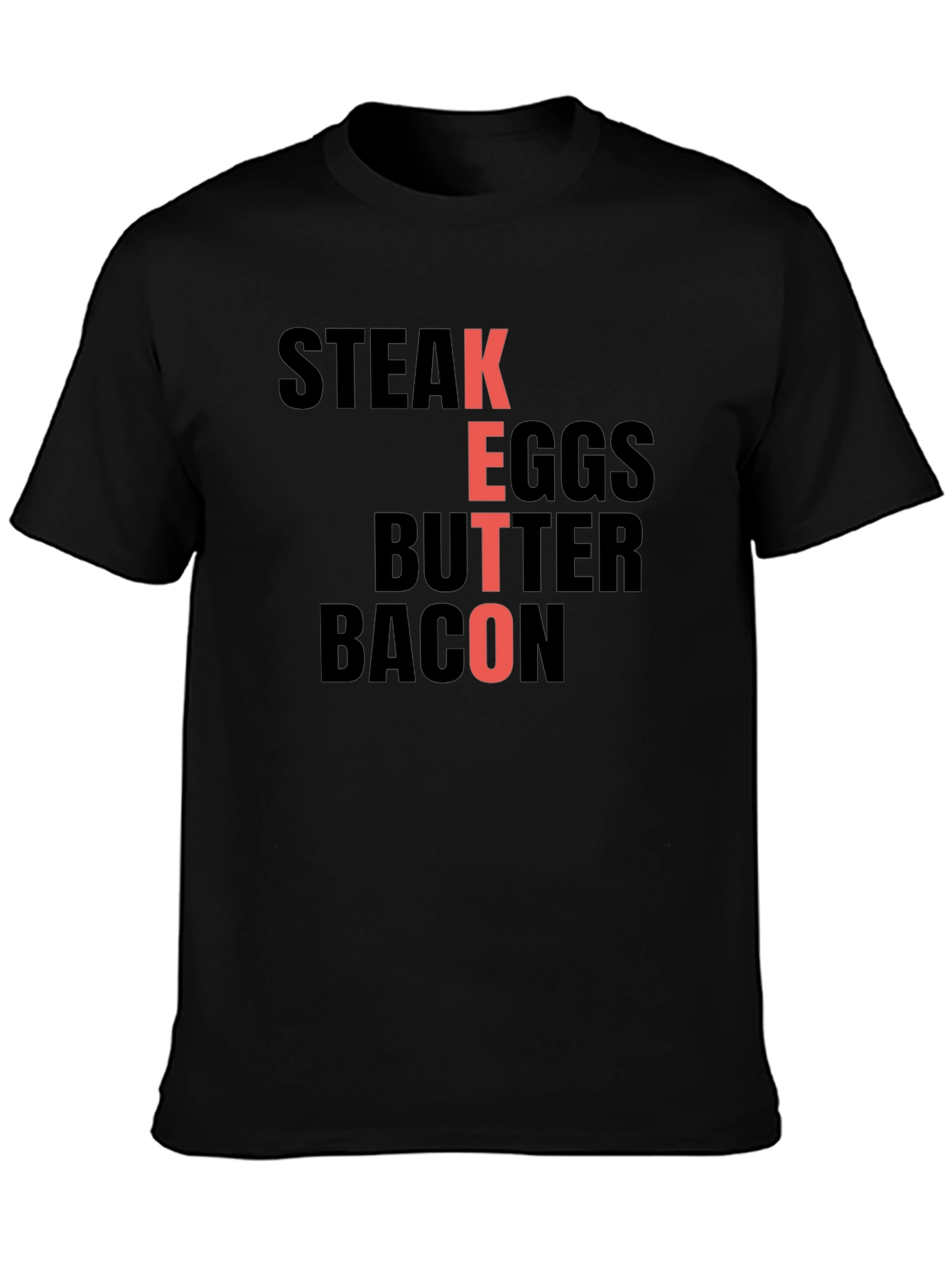 Keto Diet Food T-Shirt: Steak Eggs Butter Bacon