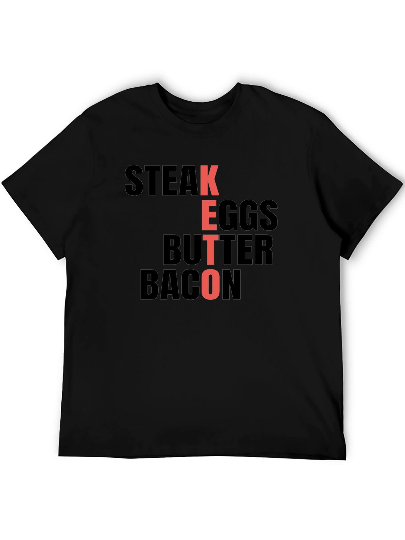 Keto Diet Food T-Shirt: Steak Eggs Butter Bacon