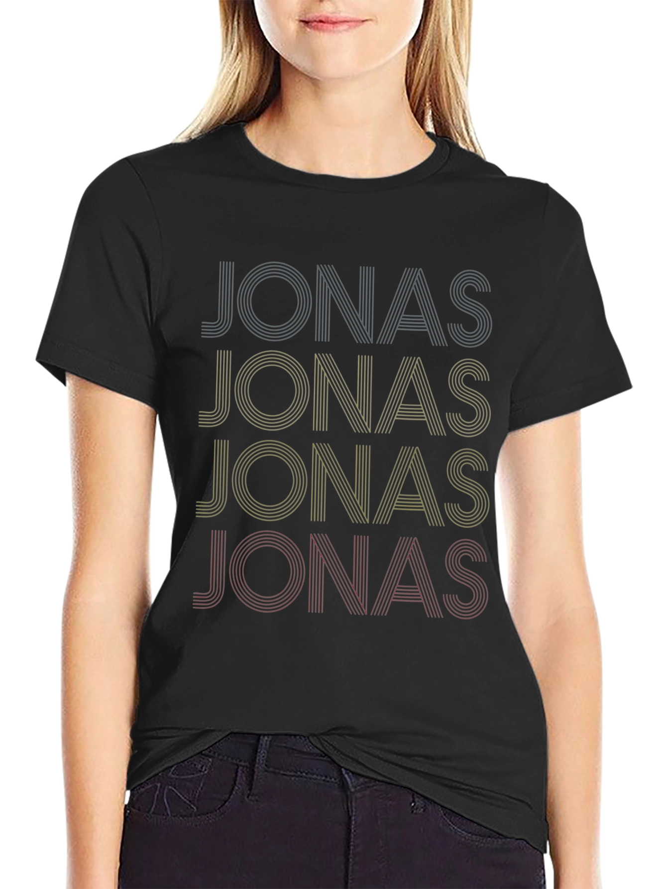 Jonas Name Retro Stacked T-Shirt - Stylish Casual Tee