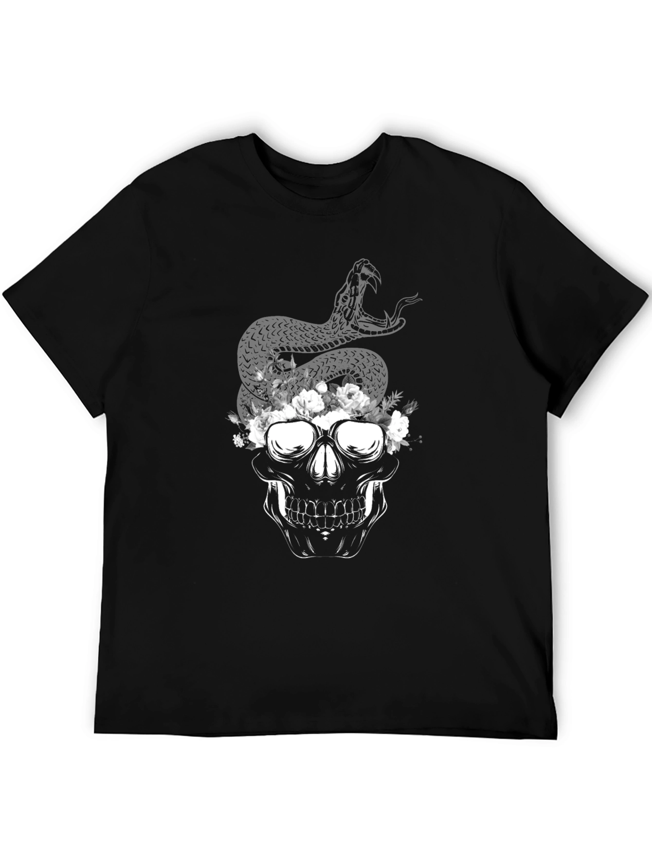 Skull Snake Graphic Tee - Dark Aesthetic Style