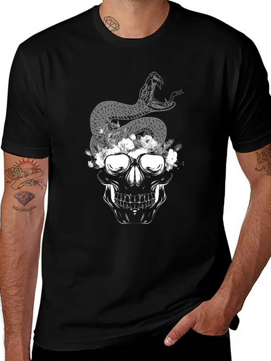 Skull Snake Graphic Tee - Dark Aesthetic Style