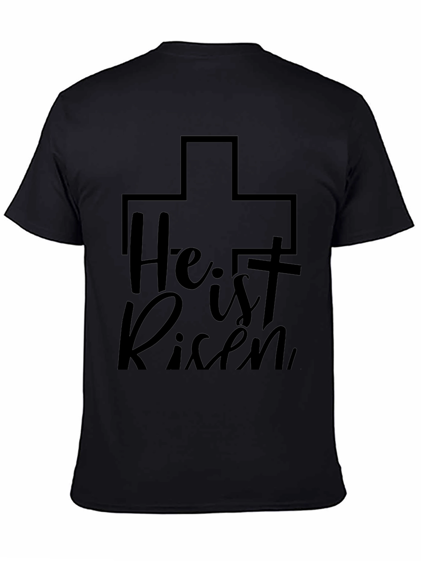 He is Risen Cross Graphic Tee - Black Unisex