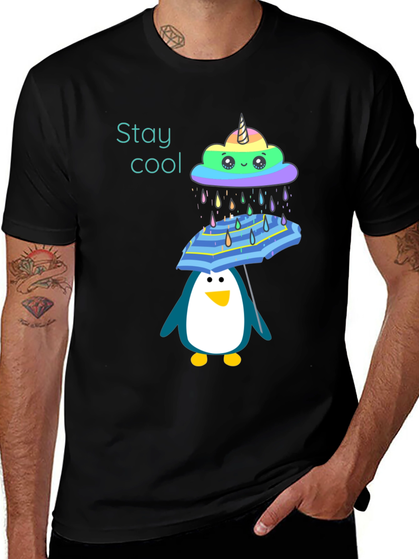 Stay Cool Penguin Umbrella T-Shirt