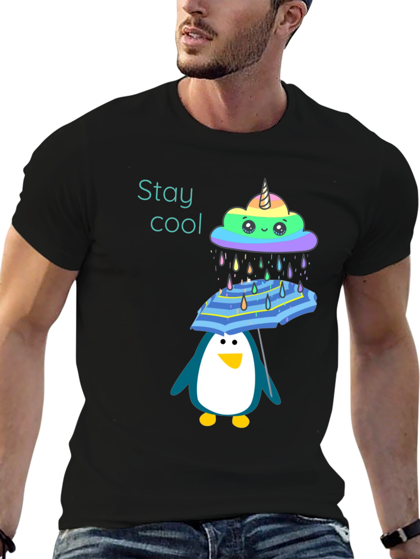 Stay Cool Penguin Umbrella T-Shirt