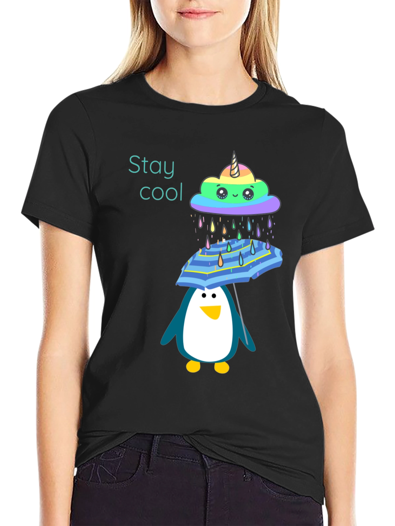 Stay Cool Penguin Umbrella T-Shirt
