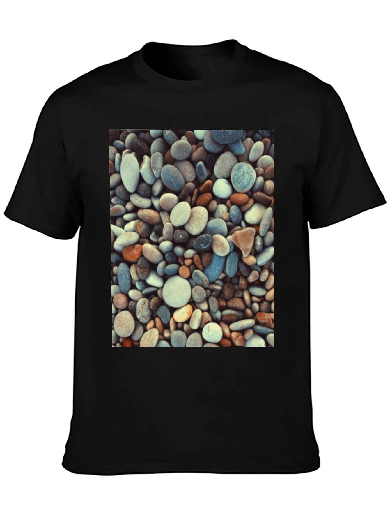 Pebble Stone Print Black T-Shirt