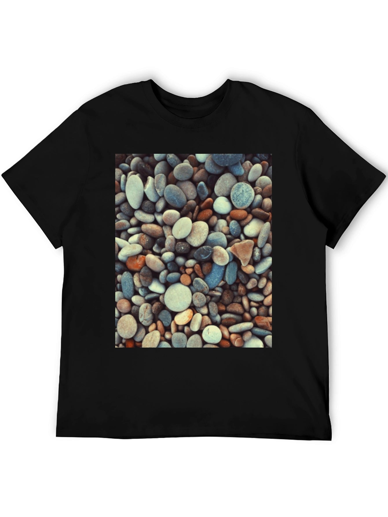 Pebble Stone Print Black T-Shirt